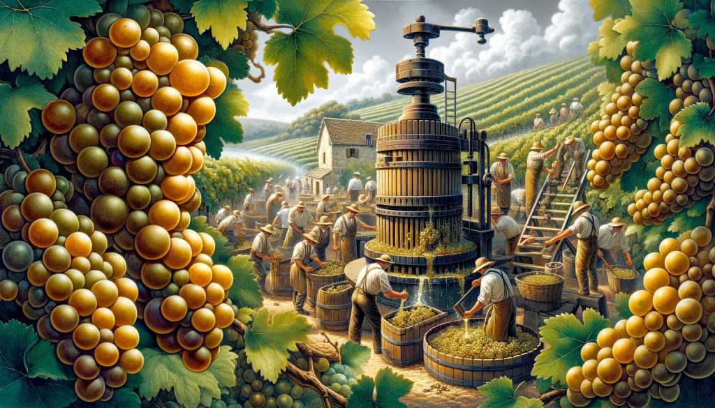 Vineyard-scene-harvesting-Ugni-Blanc-grapes-for-Cognac-Brandy.