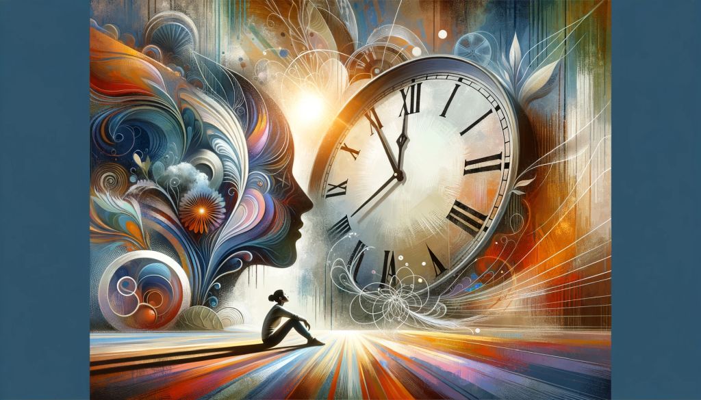 Contemplative figure during 48 hours fast with a clock.