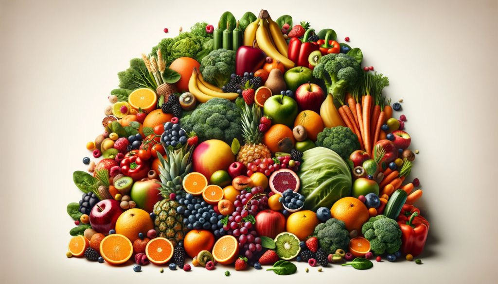 Assorted colorful fruits and vegetables showcasing immune system support.